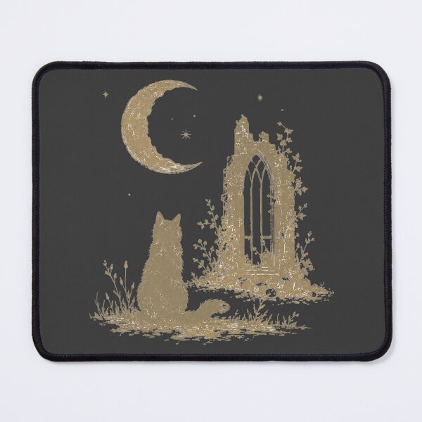 Item preview, Crescent Moon Cat Ancient Ruins Gothic Illustration designed and sold by bosamji.