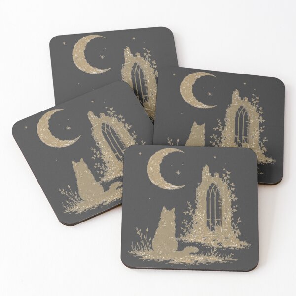 Item preview, Crescent Moon Cat Ancient Ruins Gothic Illustration designed and sold by bosamji.