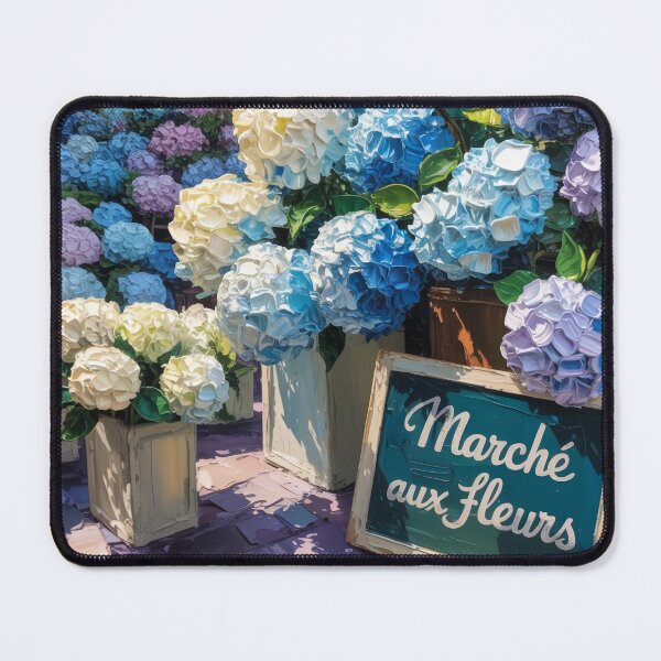 Item preview, French Hydrangea Flower Market Art – Impasto Oil Painting Floral Wall Print designed and sold by Tamas Das.