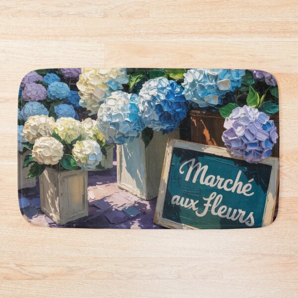 Item preview, French Hydrangea Flower Market Art – Impasto Oil Painting Floral Wall Print designed and sold by Tamas Das.