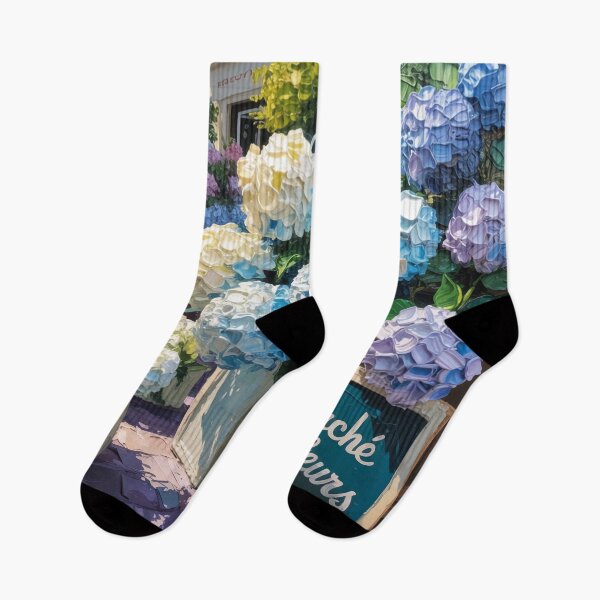 Item preview, French Hydrangea Flower Market Art – Impasto Oil Painting Floral Wall Print designed and sold by Tamas Das.
