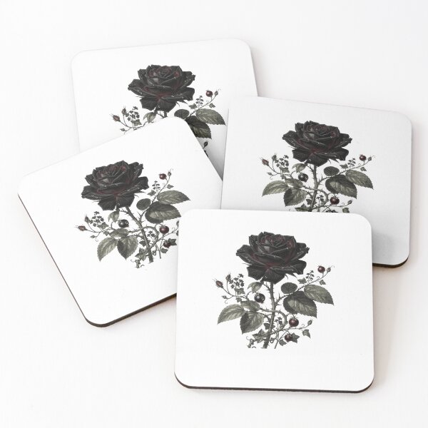 Item preview, Black Rose Gothic Botanical Art Print | Dark Floral Vintage Illustration | Moody Rose Dark Academia Wall Decor designed and sold by Panom Suavichien.
