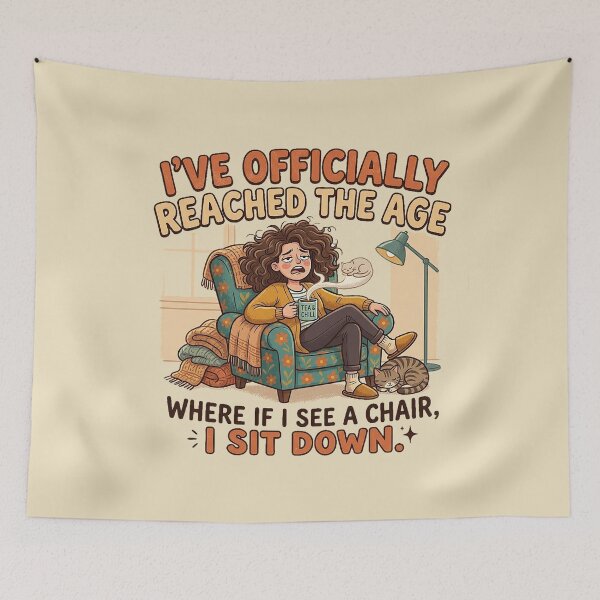 Item preview, I’ve Officially Reached The Age Chair Meme Funny Retro Graphic designed and sold by GrabaHuk.