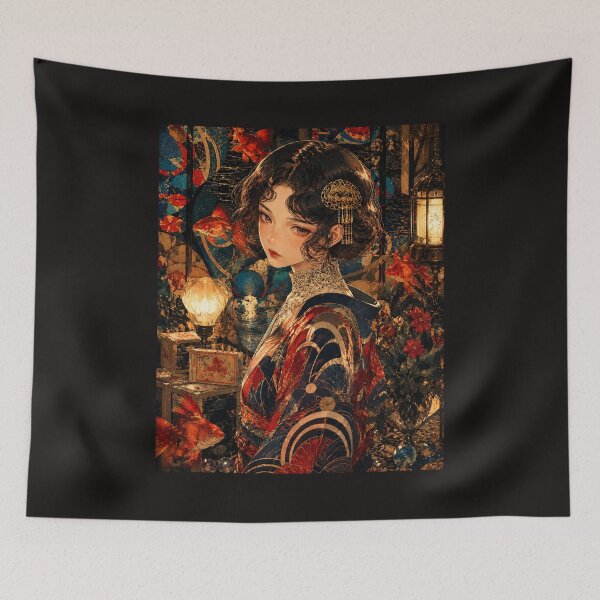 Item preview, Goldfish Kimono Woman | Japanese Fantasy Art designed and sold by KawaiiLabo.