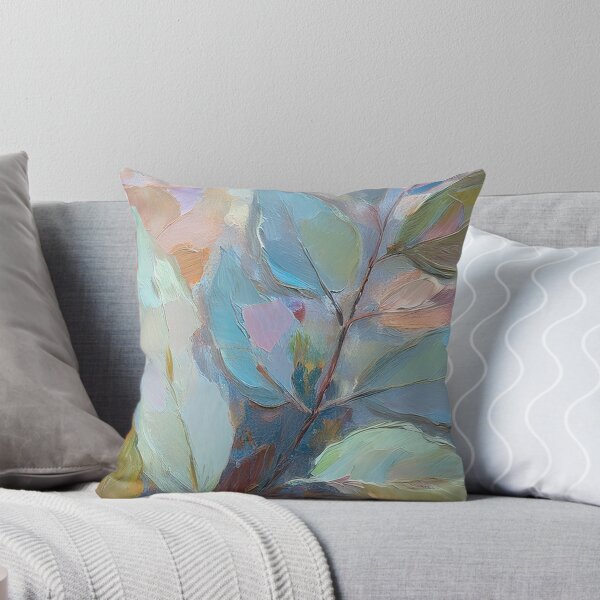 Item preview, Nude Neutral Pastel VINTAGE leaves, boho beige botanical watercolour garden, neutral beige and teal green and pink oil painting, green leafy floral spring painting designed and sold by navitalidesign.