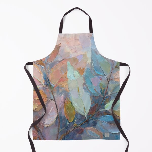 Item preview, Nude Neutral Pastel VINTAGE leaves, boho beige botanical watercolour garden, neutral beige and teal green and pink oil painting, green leafy floral spring painting designed and sold by navitalidesign.