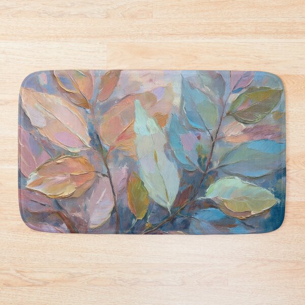Item preview, Nude Neutral Pastel VINTAGE leaves, boho beige botanical watercolour garden, neutral beige and teal green and pink oil painting, green leafy floral spring painting designed and sold by navitalidesign.