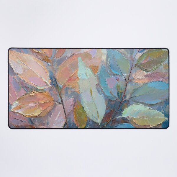 Item preview, Nude Neutral Pastel VINTAGE leaves, boho beige botanical watercolour garden, neutral beige and teal green and pink oil painting, green leafy floral spring painting designed and sold by navitalidesign.