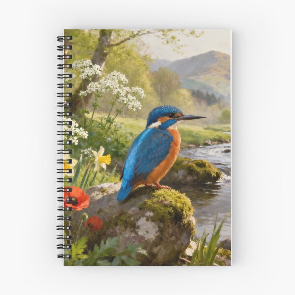 Item preview, Kingfisher Riverside Glow - Lake District Spring Countryside Painting designed and sold by QuietCanvasArtworks.