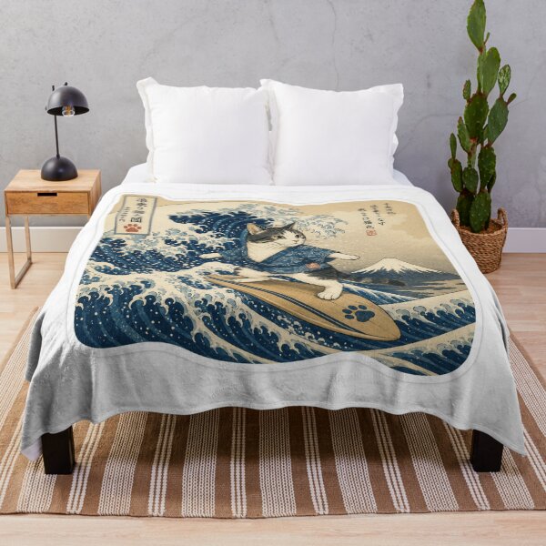 Item preview, Surfing Cat Great Wave Ukiyo-e Japanese Art Sticker designed and sold by mofu-studio.