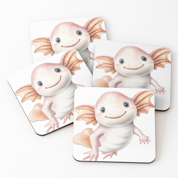 Item preview, Cute Watercolor Pink Axolotl Swimming - Kawaii Animal Art designed and sold by VineVibe16Studio.