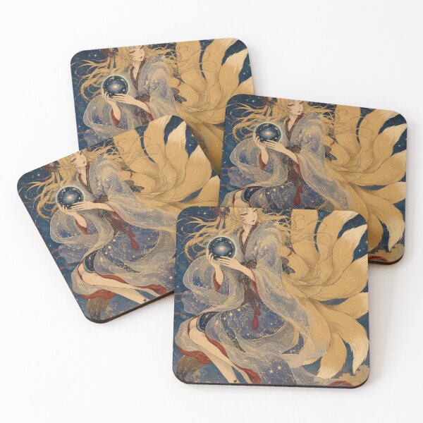 Item preview, Celestial Nine-Tails - Vintage Japanese Kitsune Girl Ukiyo-e Woodblock designed and sold by bapupa.