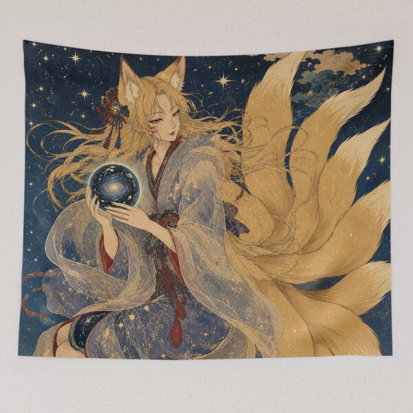 Item preview, Celestial Nine-Tails - Vintage Japanese Kitsune Girl Ukiyo-e Woodblock designed and sold by bapupa.