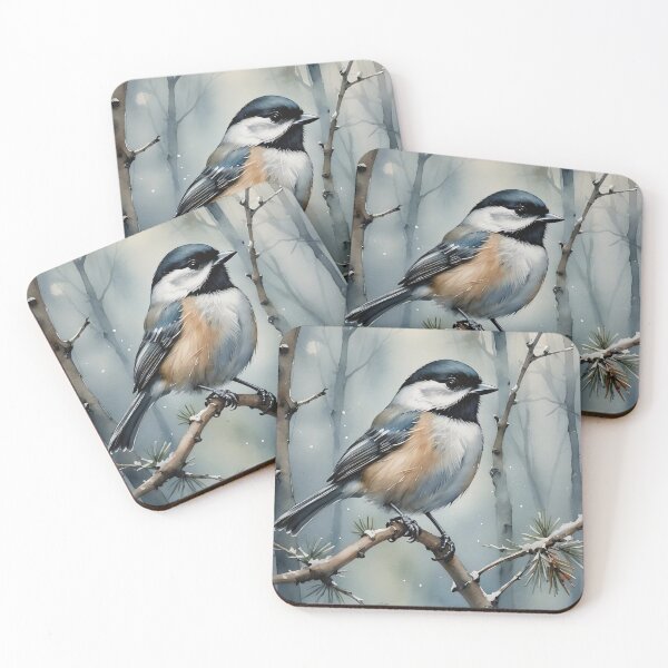Item preview, Black Capped Chickadee Watercolor Wildlife Bird Art designed and sold by MaverlyShop.