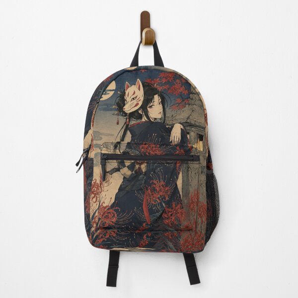 Item preview, Masked Fox Shadow - Vintage Japanese Kitsune Girl Ukiyo-e Woodblock designed and sold by bapupa.
