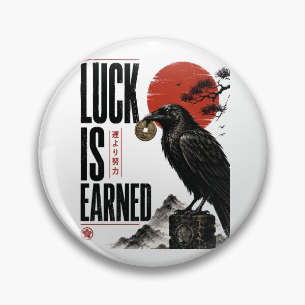 Item preview, Luck Is Earned Raven Coin Japanese Inspired Graphic Design designed and sold by the-dovlat.