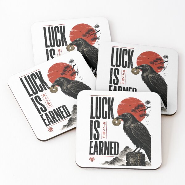 Item preview, Luck Is Earned Raven Coin Japanese Inspired Graphic Design designed and sold by the-dovlat.