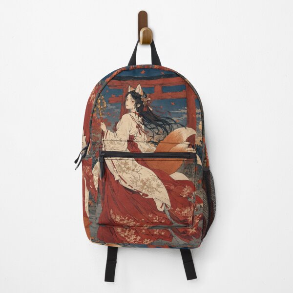Item preview, Shrine Maiden Fox - Vintage Japanese Kitsune Girl Ukiyo-e Woodblock designed and sold by bapupa.