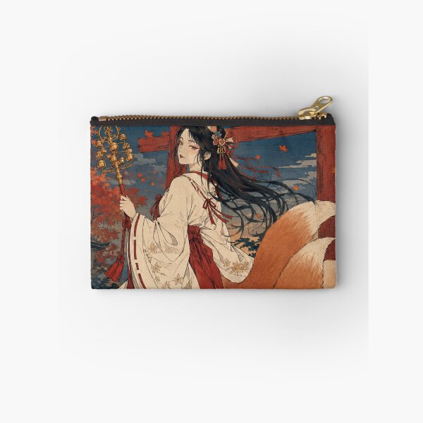 Item preview, Shrine Maiden Fox - Vintage Japanese Kitsune Girl Ukiyo-e Woodblock designed and sold by bapupa.
