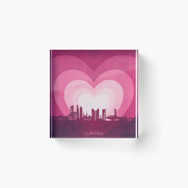Item preview, Curitiba Skyline Brazil Hearts Pink designed and sold by ArtPrints.