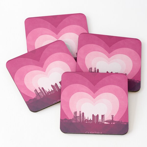 Item preview, Curitiba Skyline Brazil Hearts Pink designed and sold by ArtPrints.