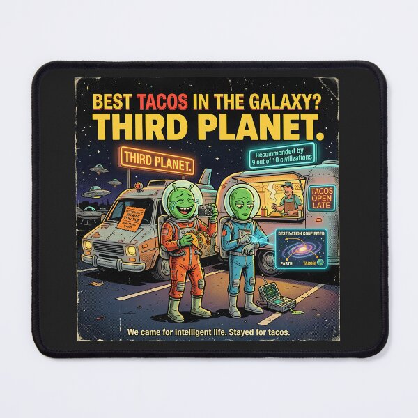 Item preview, Best Tacos in the Galaxy Third Planet Funny Alien Retro Sci Fi Humor designed and sold by FindYouByZ.