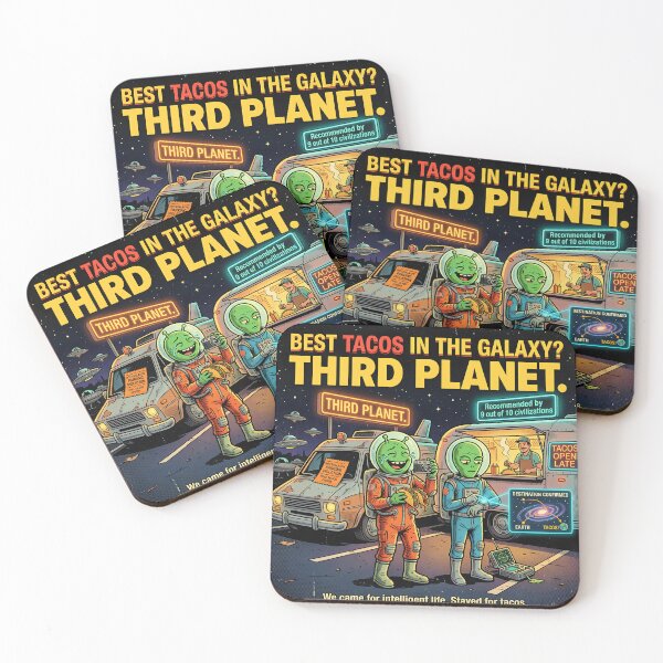 Item preview, Best Tacos in the Galaxy Third Planet Funny Alien Retro Sci Fi Humor designed and sold by FindYouByZ.