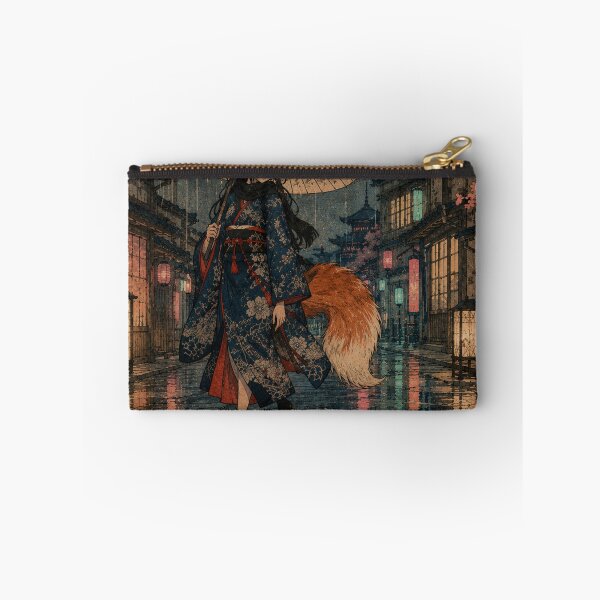 Item preview, Urban Neon Fox - Vintage Japanese Kitsune Girl Ukiyo-e Woodblock designed and sold by bapupa.