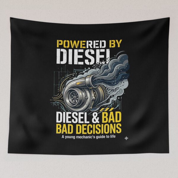 Item preview, Powered By Diesel And Bad Decisions Tee Shirt | T-Shirt designed and sold by Serigraphy.