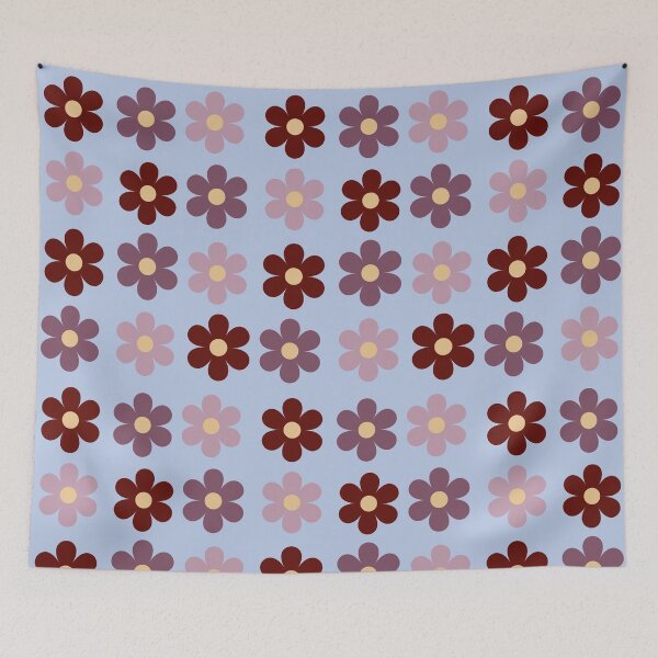Item preview, Morning mist blooms // retro periwinkle floral pattern designed and sold by Creativ_Design.