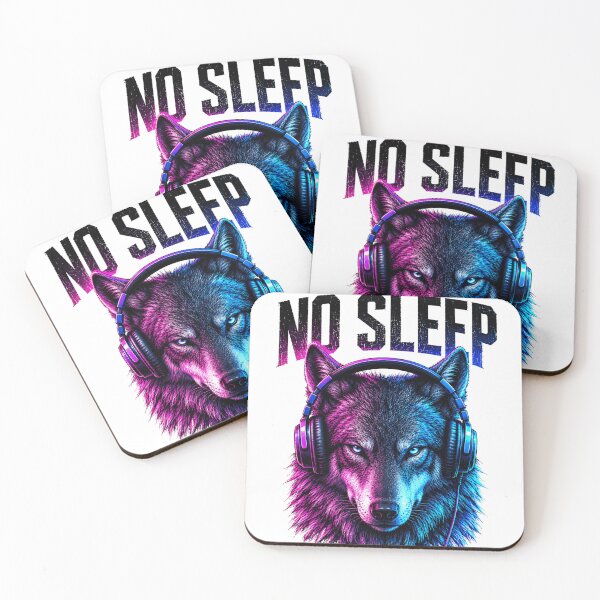 Item preview, No Sleep Wolf Headphones Neon Music designed and sold by the-dovlat.