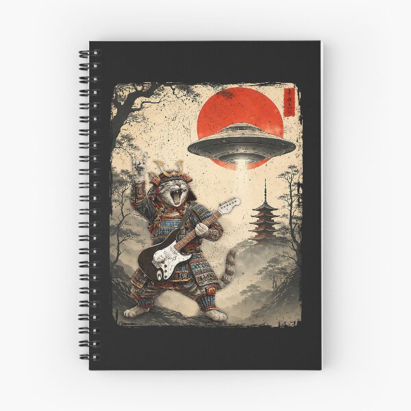 Item preview, Funny Samurai Cat Playing Guitar Rock Warrior Japanese Art designed and sold by Littermin.
