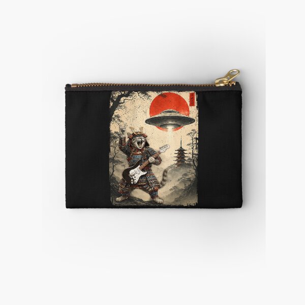 Item preview, Funny Samurai Cat Playing Guitar Rock Warrior Japanese Art designed and sold by Littermin.