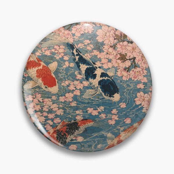 Item preview, Cherry Blossom Stream - Vintage Japanese Koi Fish Ukiyo-e Woodblock designed and sold by bapupa.