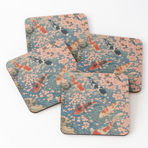 Item preview, Cherry Blossom Stream - Vintage Japanese Koi Fish Ukiyo-e Woodblock designed and sold by bapupa.
