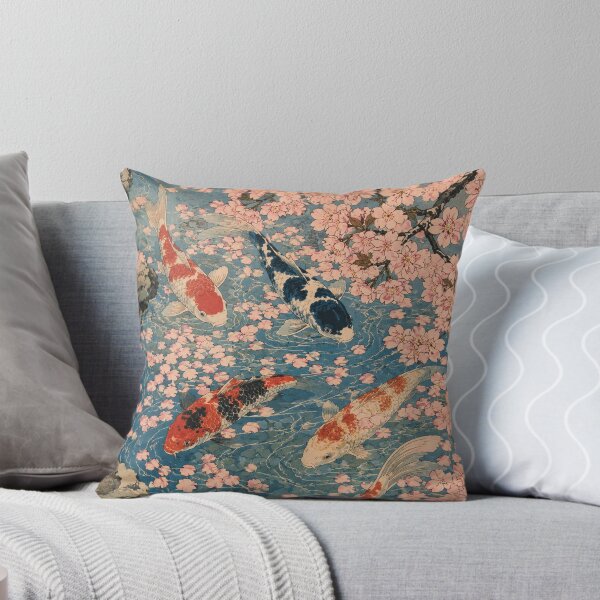 Item preview, Cherry Blossom Stream - Vintage Japanese Koi Fish Ukiyo-e Woodblock designed and sold by bapupa.