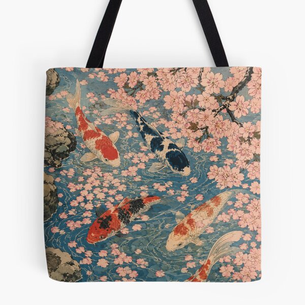 Item preview, Cherry Blossom Stream - Vintage Japanese Koi Fish Ukiyo-e Woodblock designed and sold by bapupa.