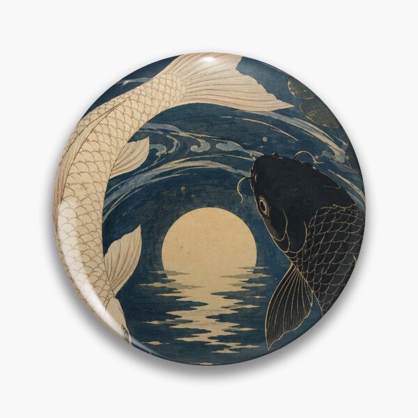 Item preview, Moonlit Lotus Swim - Vintage Japanese Koi Fish Ukiyo-e Woodblock designed and sold by bapupa.