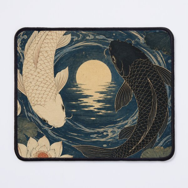 Item preview, Moonlit Lotus Swim - Vintage Japanese Koi Fish Ukiyo-e Woodblock designed and sold by bapupa.