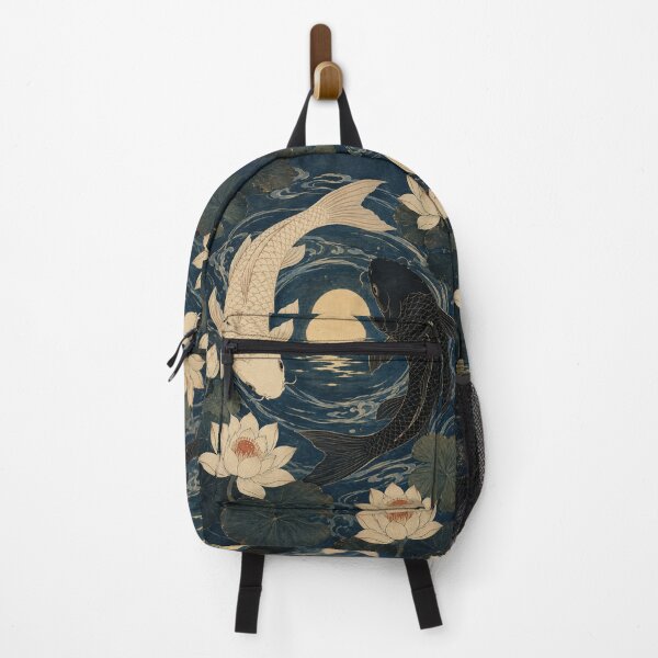 Item preview, Moonlit Lotus Swim - Vintage Japanese Koi Fish Ukiyo-e Woodblock designed and sold by bapupa.