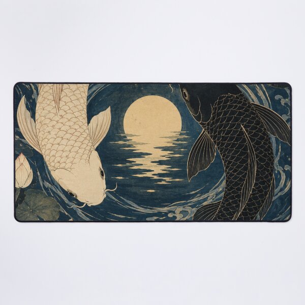 Item preview, Moonlit Lotus Swim - Vintage Japanese Koi Fish Ukiyo-e Woodblock designed and sold by bapupa.