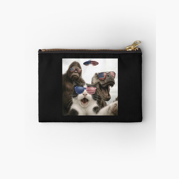 Item preview, Patriotic Cat Selfie with Bigfoot Dinosaur UFO 4th July designed and sold by Littermin.