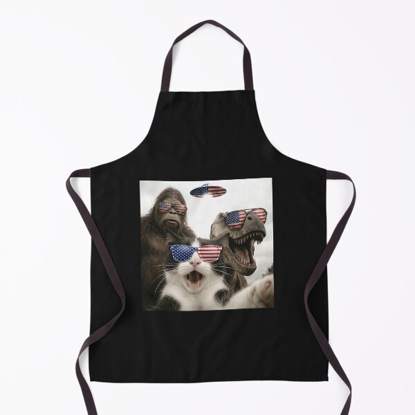 Item preview, Patriotic Cat Selfie with Bigfoot Dinosaur UFO 4th July designed and sold by Littermin.