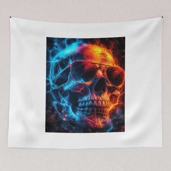 Item preview, Clean Skull Neon Art — Bold Music Print designed and sold by CosmicRockArt.