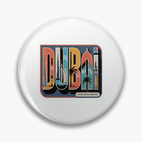 Item preview, Dubai Mid‑Century Pop Postcard Sticker – Bold Retro UAE Travel Art designed and sold by stickercuffs.