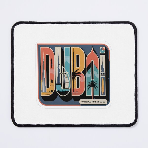 Item preview, Dubai Mid‑Century Pop Postcard Sticker – Bold Retro UAE Travel Art designed and sold by stickercuffs.