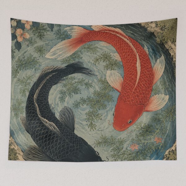 Item preview, Yin Yang Harmony - Vintage Japanese Koi Fish Ukiyo-e Woodblock designed and sold by bapupa.