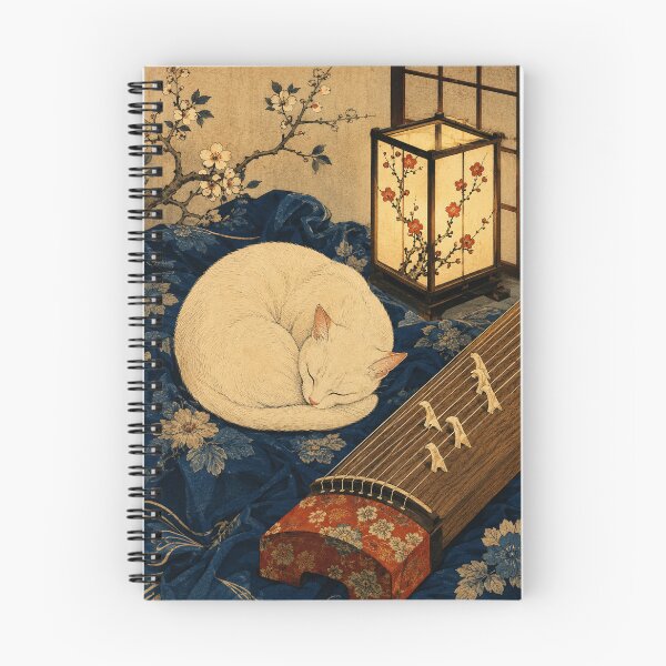 Item preview, Koto Evening - Vintage Japanese Neko Cat Ukiyo-e Woodblock designed and sold by bapupa.