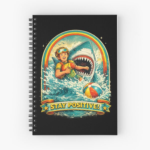 Item preview, Stay Positive Shark Retro Vintage Surfing Design | Funny Ocean Motivation Graphic Tee designed and sold by Imma4art ⭐⭐⭐⭐⭐.