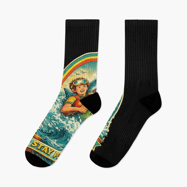 Item preview, Stay Positive Shark Retro Vintage Surfing Design | Funny Ocean Motivation Graphic Tee designed and sold by Imma4art ⭐⭐⭐⭐⭐.